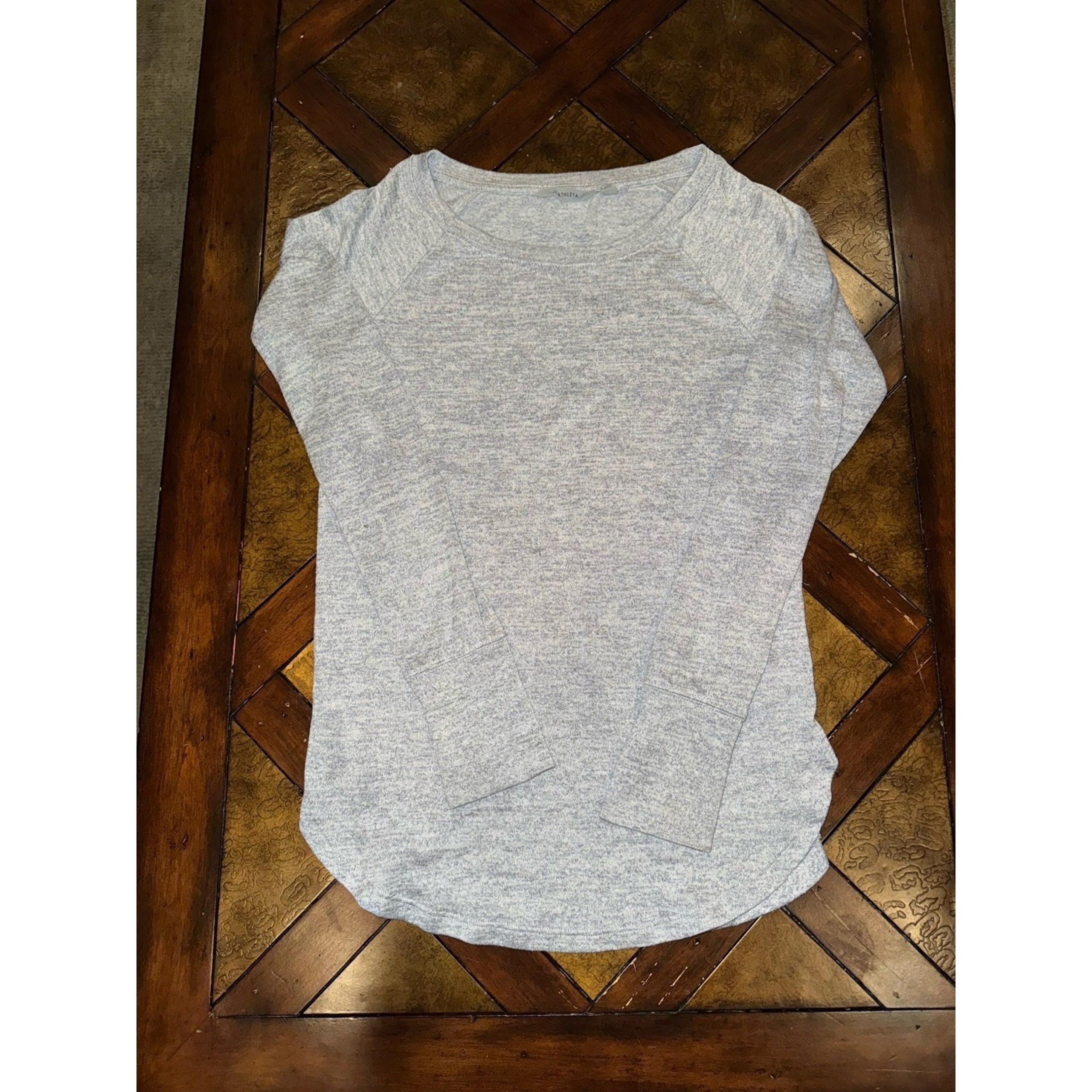 Athleta Pose Knit Long Sleeve Round Neck Top in Marled Grey Size Small