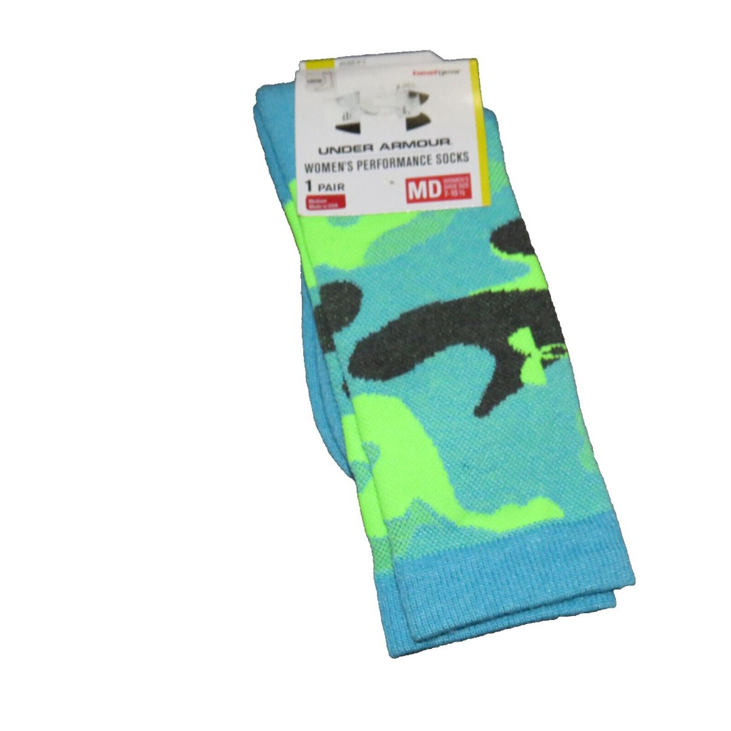 Under Armour Blue Camouflage Performance Crew Socks Women's Shoe Size 7-10.5