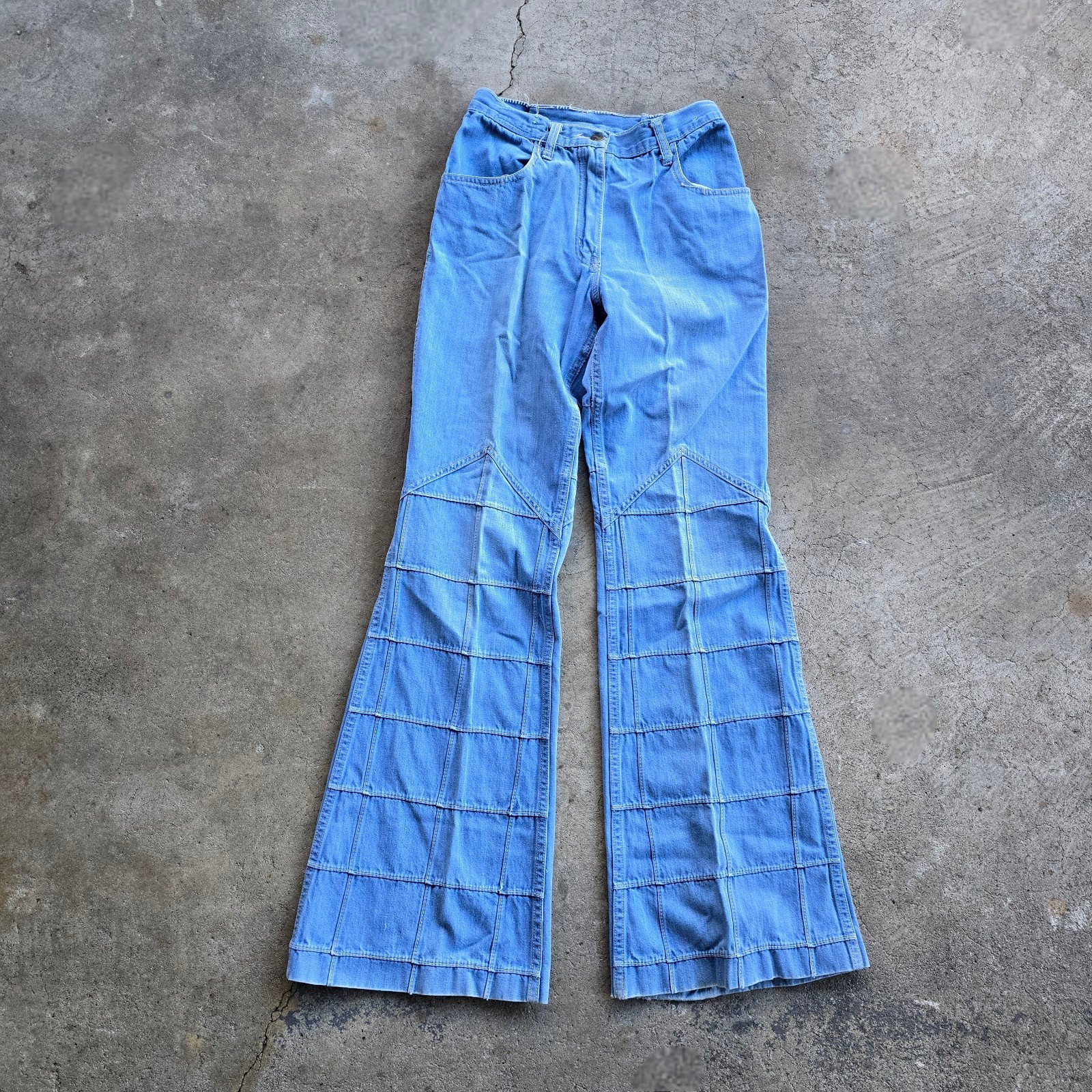 VTG 60s 70s Hippie Boho Patchwork Denim Jeans Flare Sz 30/10 Bellbottoms