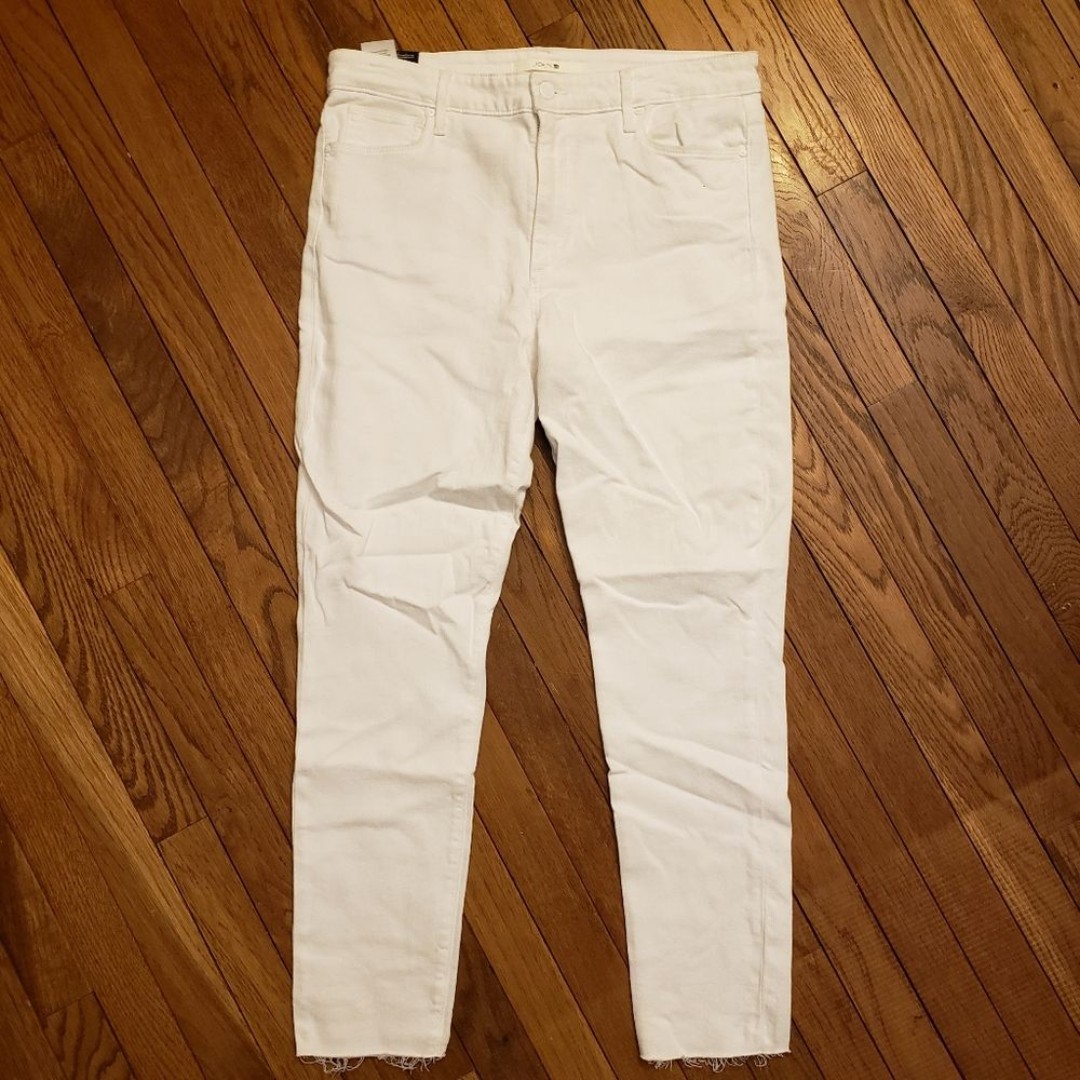 Joe's Jeans 31 NWT White Denim High Rise Skinny Ankle Frayed Hems NEW