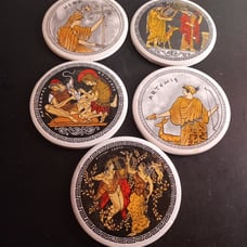 STUNNING Greek Mythology Ceramic 3.5 Coasters Set of 5.
