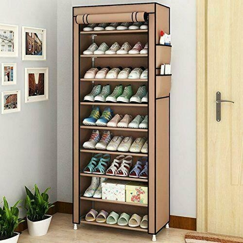 NEW 10 Layer Shoe Rack Shelf Cabinet Storage Organizer with Dustproof Standing S
