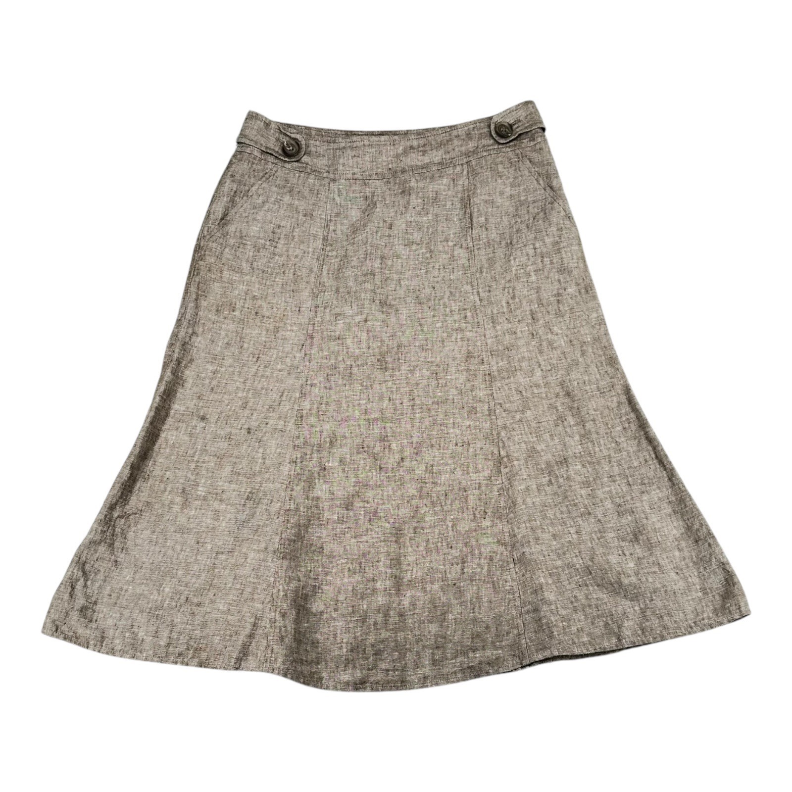 Kasper 6 Brown 100% Linen A Line Skirt Coastal Beachy Mature