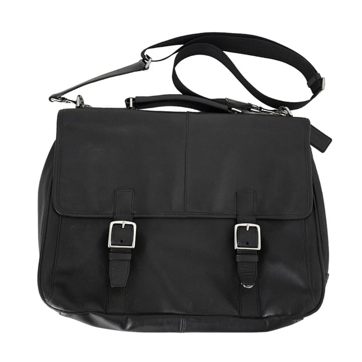 Vintage Coach Lexington Black Leather Flap Briefcase Messenger 15 Laptop Bag