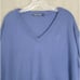 WOOLOVERS Men's Size XL Blue Knit Cotton Cashmere Blend V-Neck Pullover Sweater