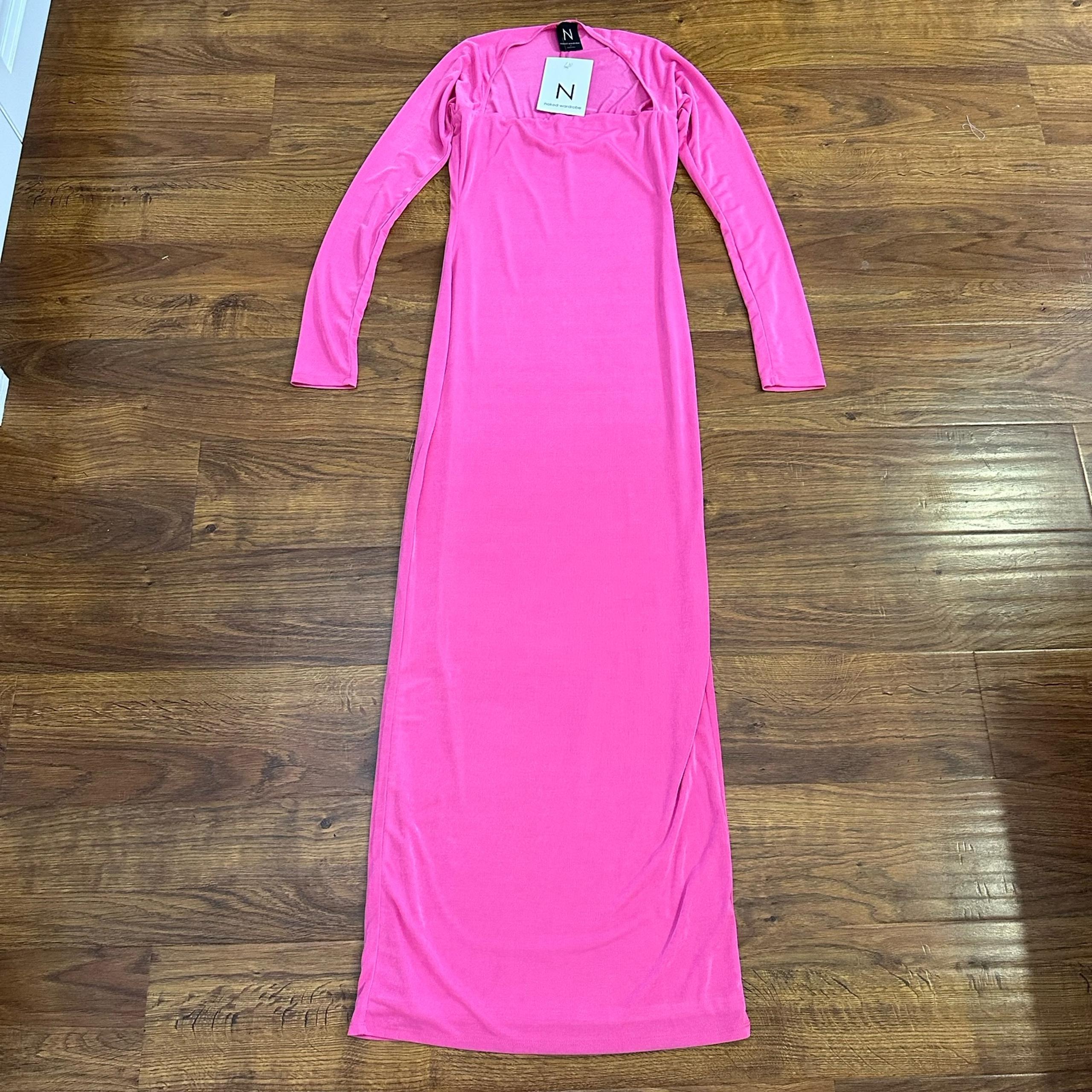 NWT N by Naked Wardrobe Long Sleeve Maxi Dress In Pink Pink