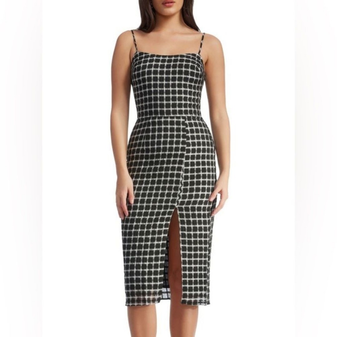 Dress The Population Shaireen Plaid Bodycon Dress Size M