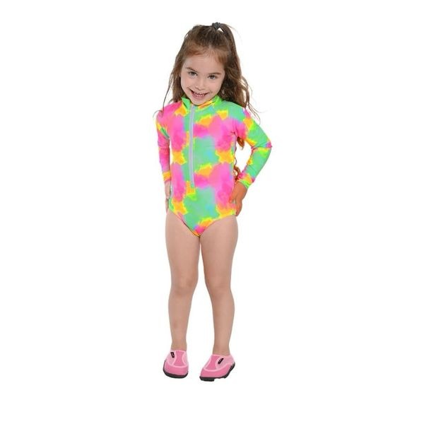 Ingear Zip front long sleeve bathing suit unitard for baby girls and toddlers