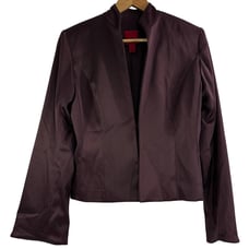 JS Collections Purple Plum Stretch Lined Satin Formal Blazer Jacket Coat Size 8