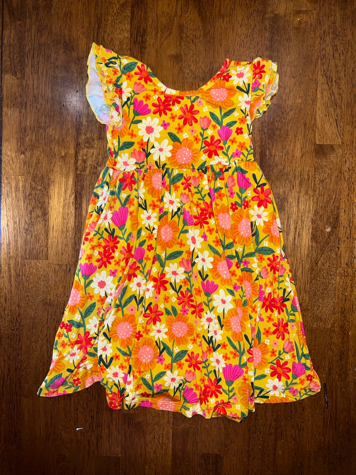 Little Sleepies Sunny Garden flutter sleeve twirl dress size 7