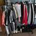 Double Rods Clothing Rack with Wheels, Garment Rack for Hanging Clothes