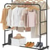 Double Rods Clothing Rack with Wheels, Garment Rack for Hanging Clothes