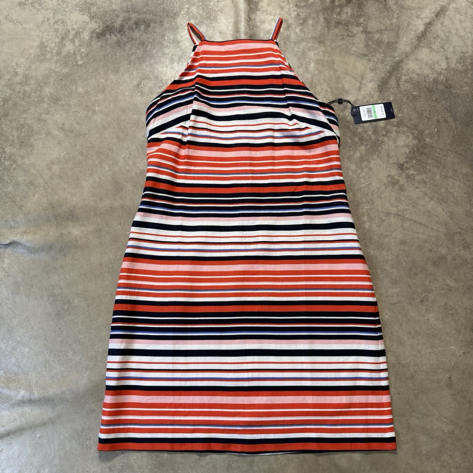Tommy Hilfiger Dress Womens Size 8 Multicolor Shift Linen Blend Nautical Beach
