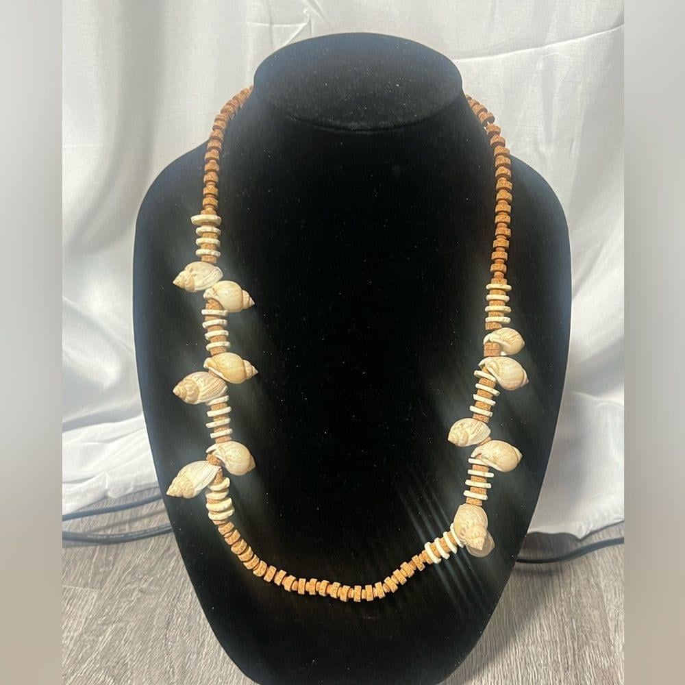 Vintage Signed Miriam Haskell Cork and Shell Necklace