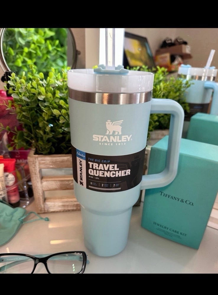 Stanley 40 oz Tumbler Cup Adventure Travel Quencher in HTF AQUA BLUE