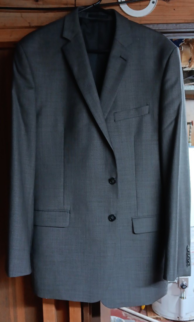 Calvin Klein Slim Fit Size 42L gray and black 2 button sport coat.