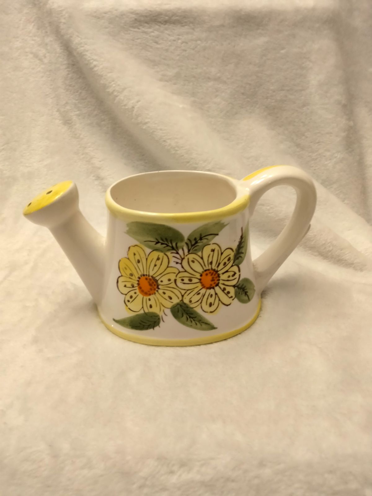 Vintage hand painted ceramic water can