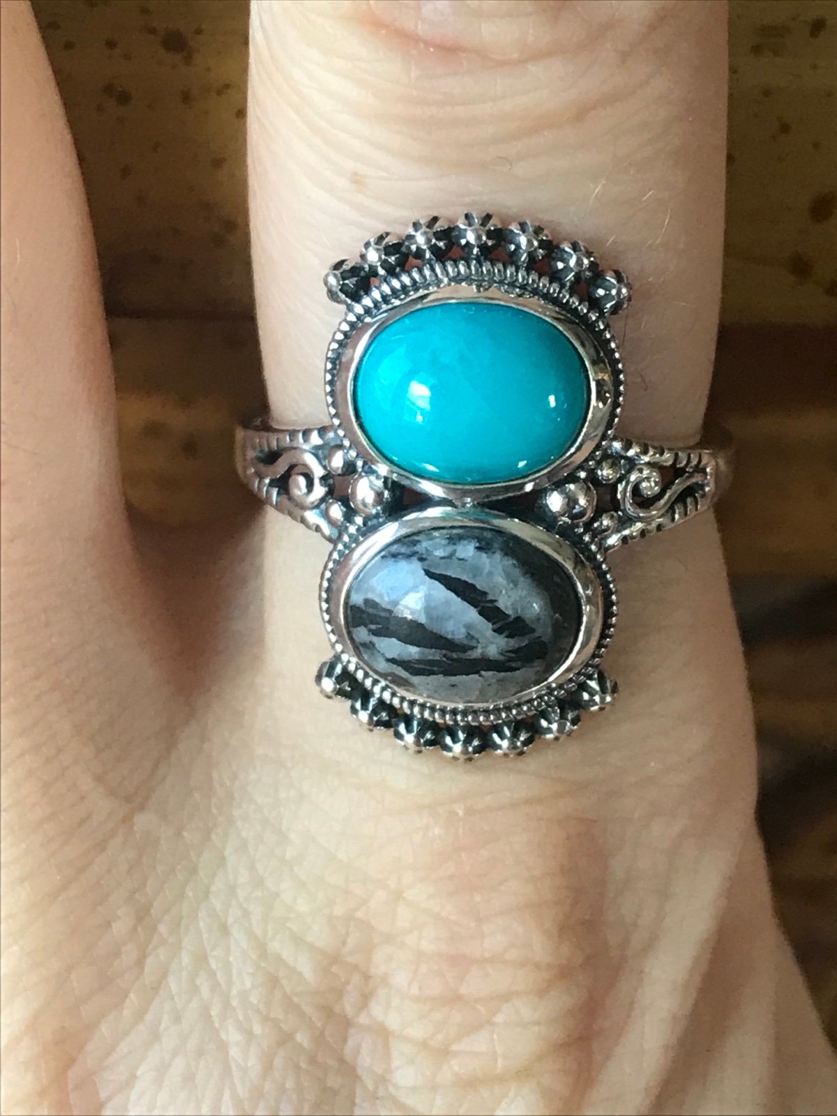 Sleeping Beauty Turquoise White Buffalo Turquoise Sterling Silver Ring Size 8