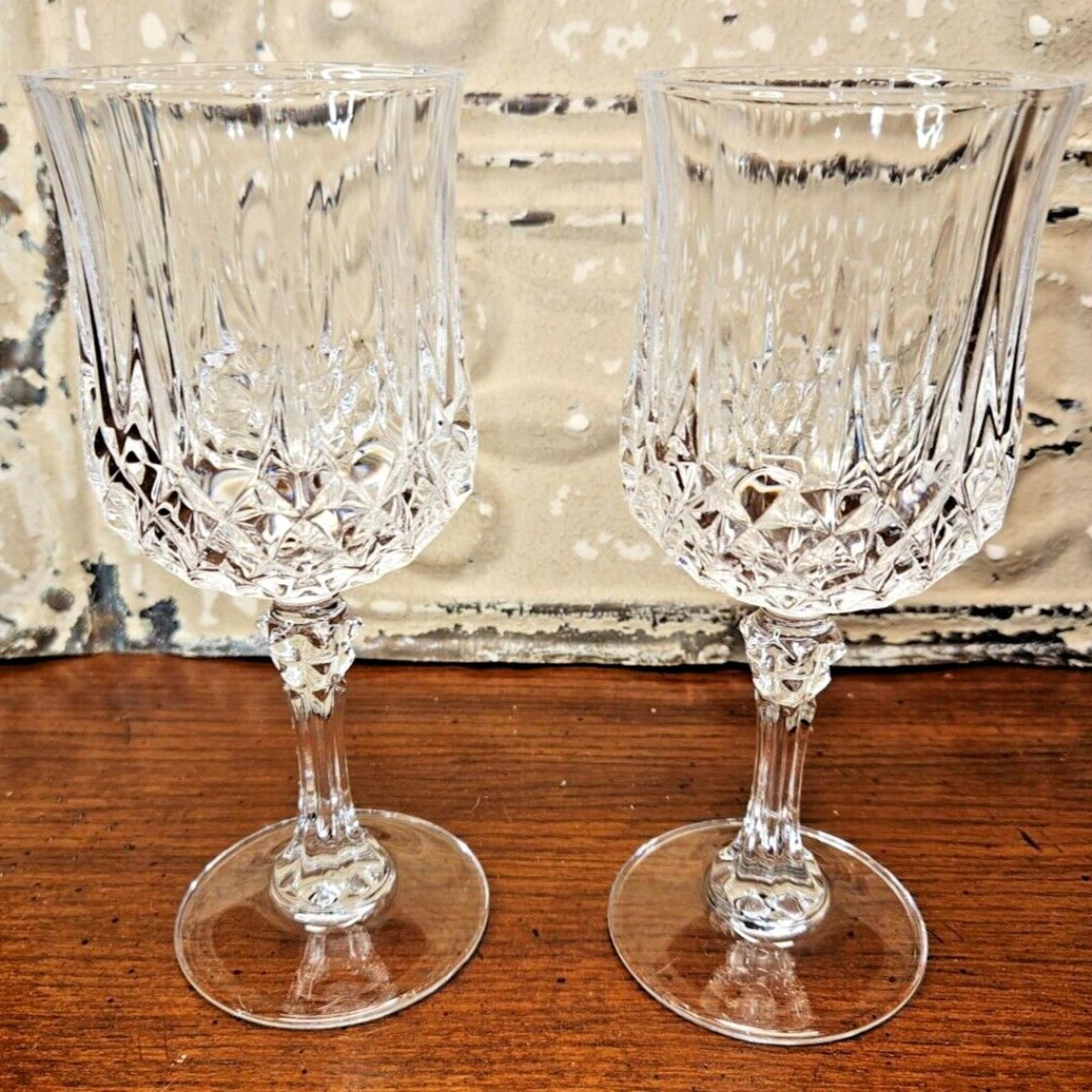Set of 4 Cristal D'Arques Durand Clear Crystal Longchamp Wine Glasses 6 oz