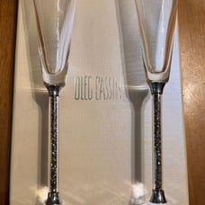 Oleg Cassini Crystal Hematite Toasting Flutes, 6 oz set of 2