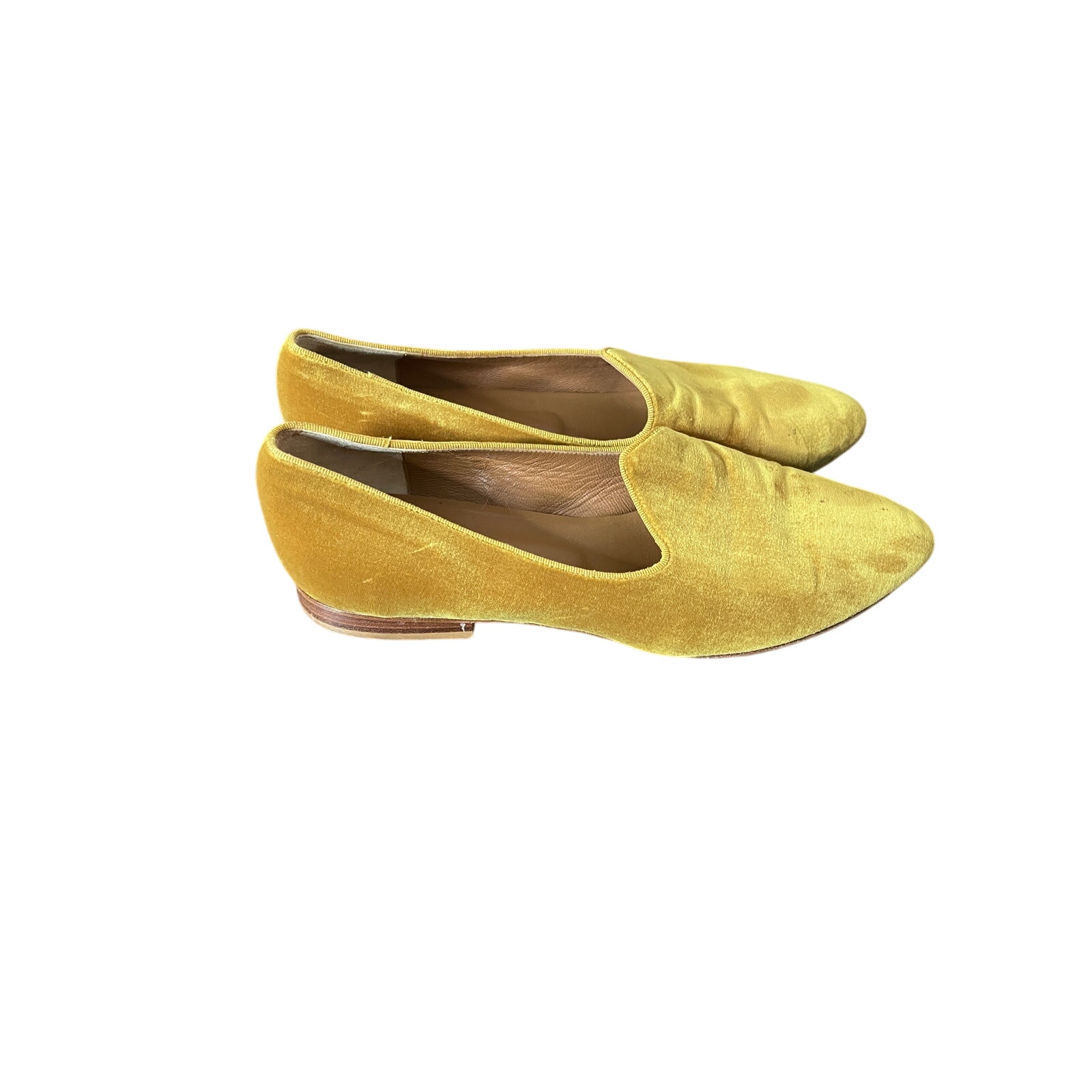 Le Monde Beryl Venetian Slipper Loafer Velvet Yellow Womans 39