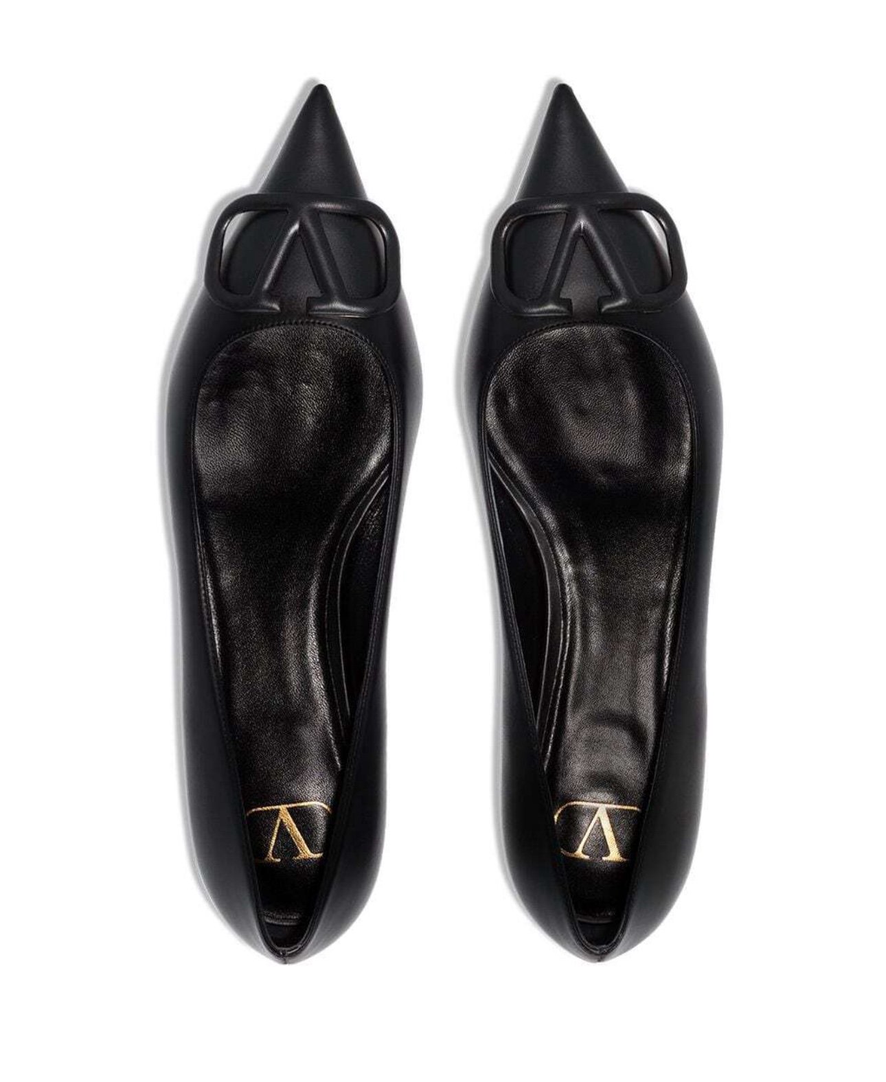 VALENTINO GARAVANI Vlogo Buckle Ballerina Shoes - Black