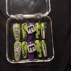 Beetlejuice inspired nails