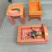 Vintage Playskool Dollhouse Baby & Nursery Furniture Cradle Highchair Stroller