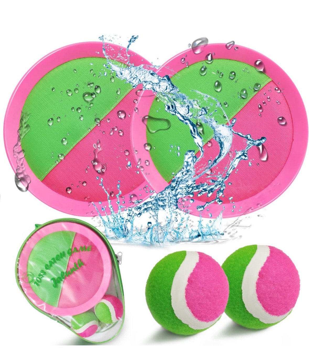 Jalunth Ball Catch Set Game Toss Paddle - Beach Toys Back Yard Pool Outdoor Game