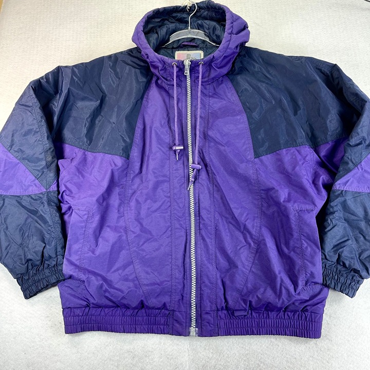Vintage Steep Slopes Mens M Purple Black 90s Insulated Ski Wear Coat Jacket