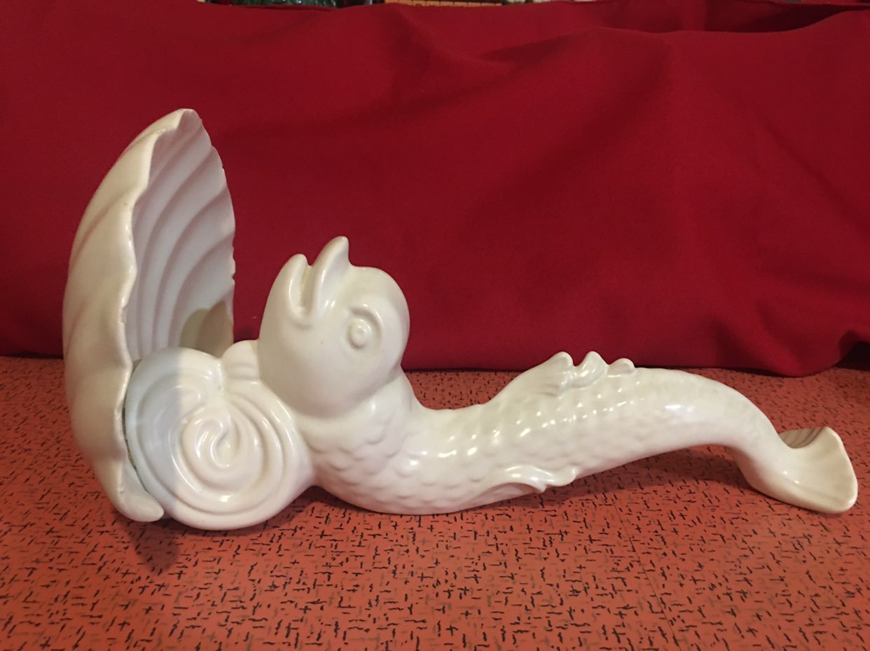 Vintage Chalkware Mid Centuy Fish Sconce