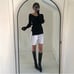 Low Classic V Neck Rib Knit Top in Black One Size Retail 295