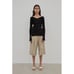 Low Classic V Neck Rib Knit Top in Black One Size Retail 295