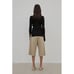 Low Classic V Neck Rib Knit Top in Black One Size Retail 295