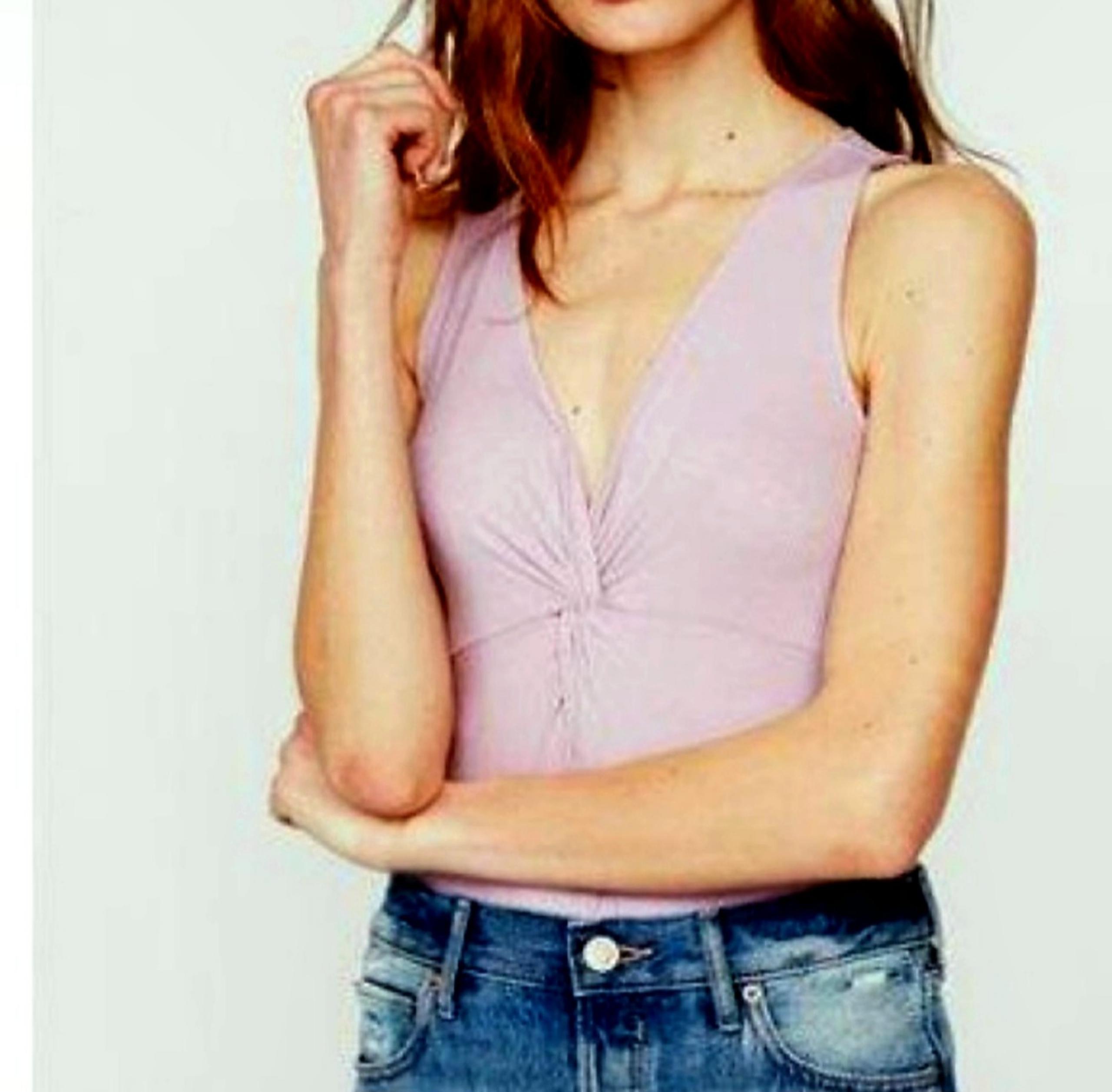 Women's express one eleven purple lavender ribbed bodysuit small