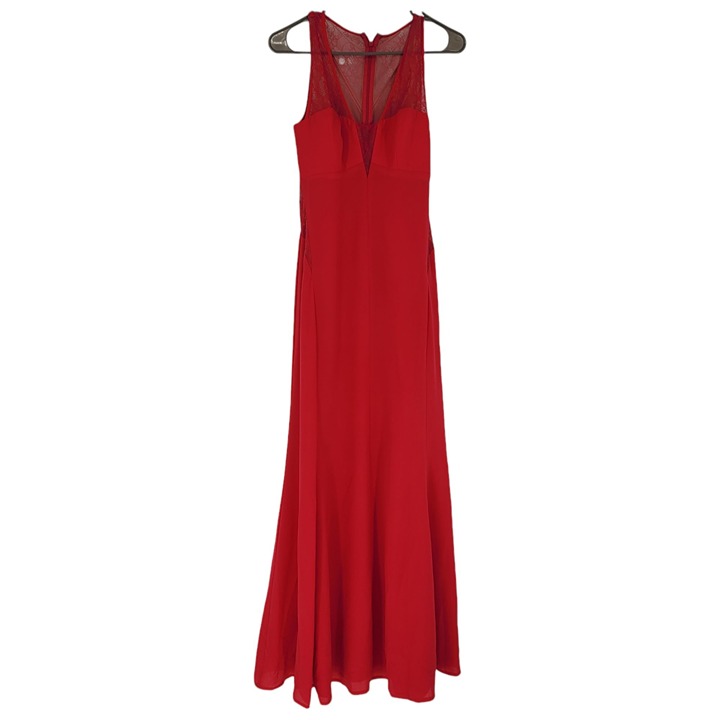 BCBGMAXAZRIA Pink Rasberry Ariel lace Dress v neck sleeveless maxi dress size 6