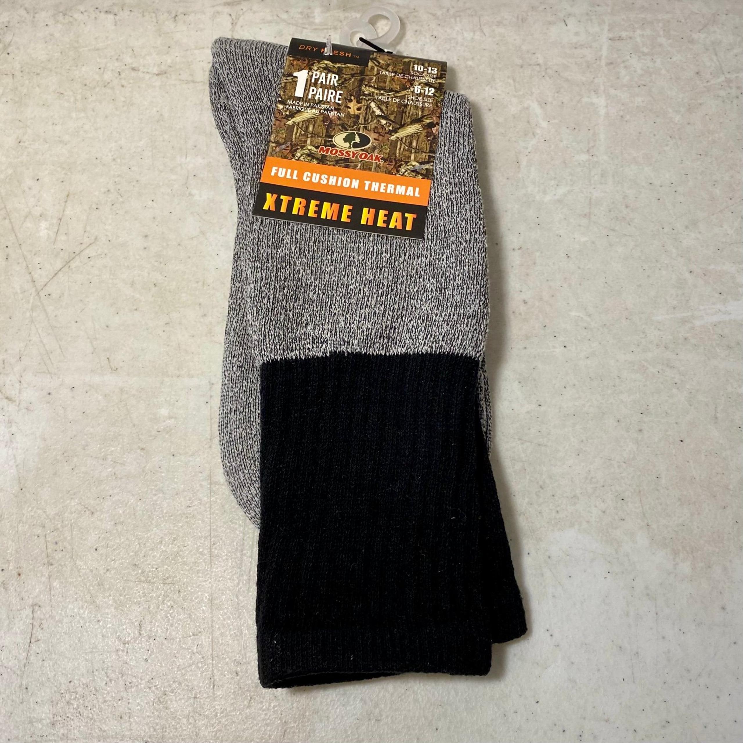 Mossy Oak Socks Men’s Size 10-13 Gray & Black Xtreme Heat Full Cushion Thermal