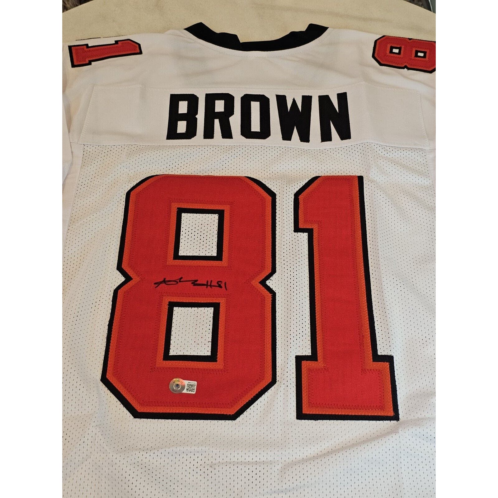 Antonio Brown Autographed/Signed Jersey Beckett Sticker White Custom Jersey