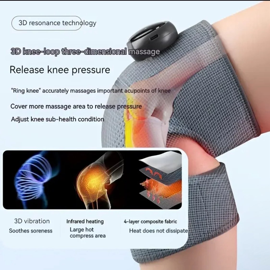 Vibration heated knee massager shoulder 3-1 brace 1pc