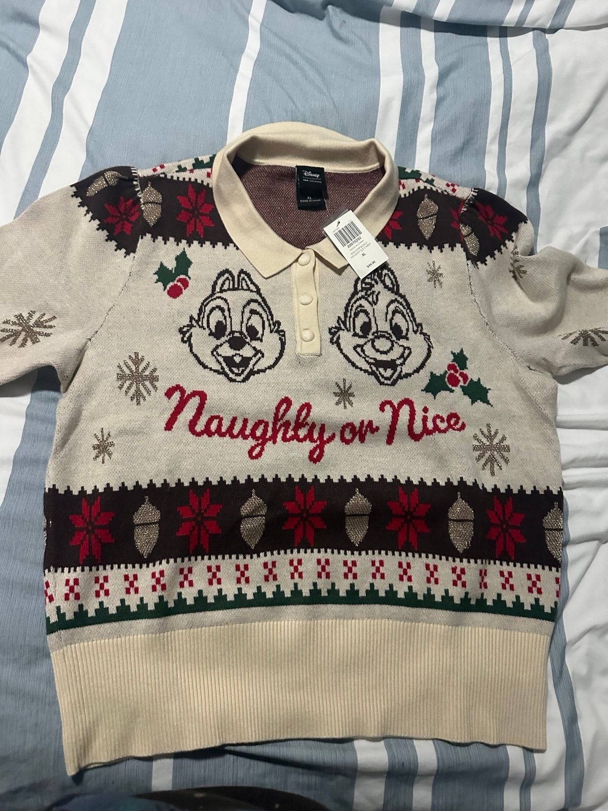 Disney Her Universe 2023 Holiday Chip & Dale Pullover Sweater NWT Size XL