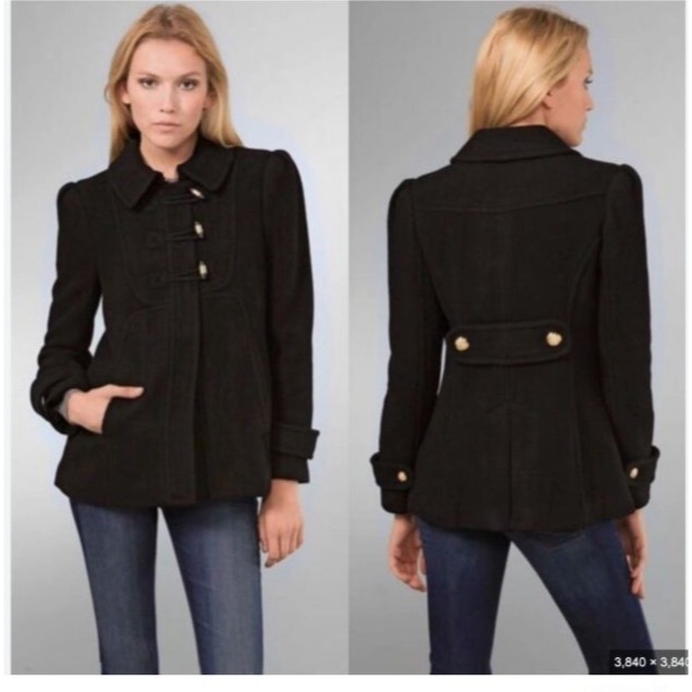 Juicy Couture wool black jacket/pea coat size S