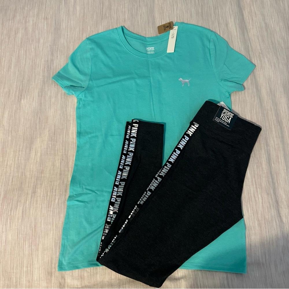 PINK Victorias Secret short sleeve shirt and leggings set