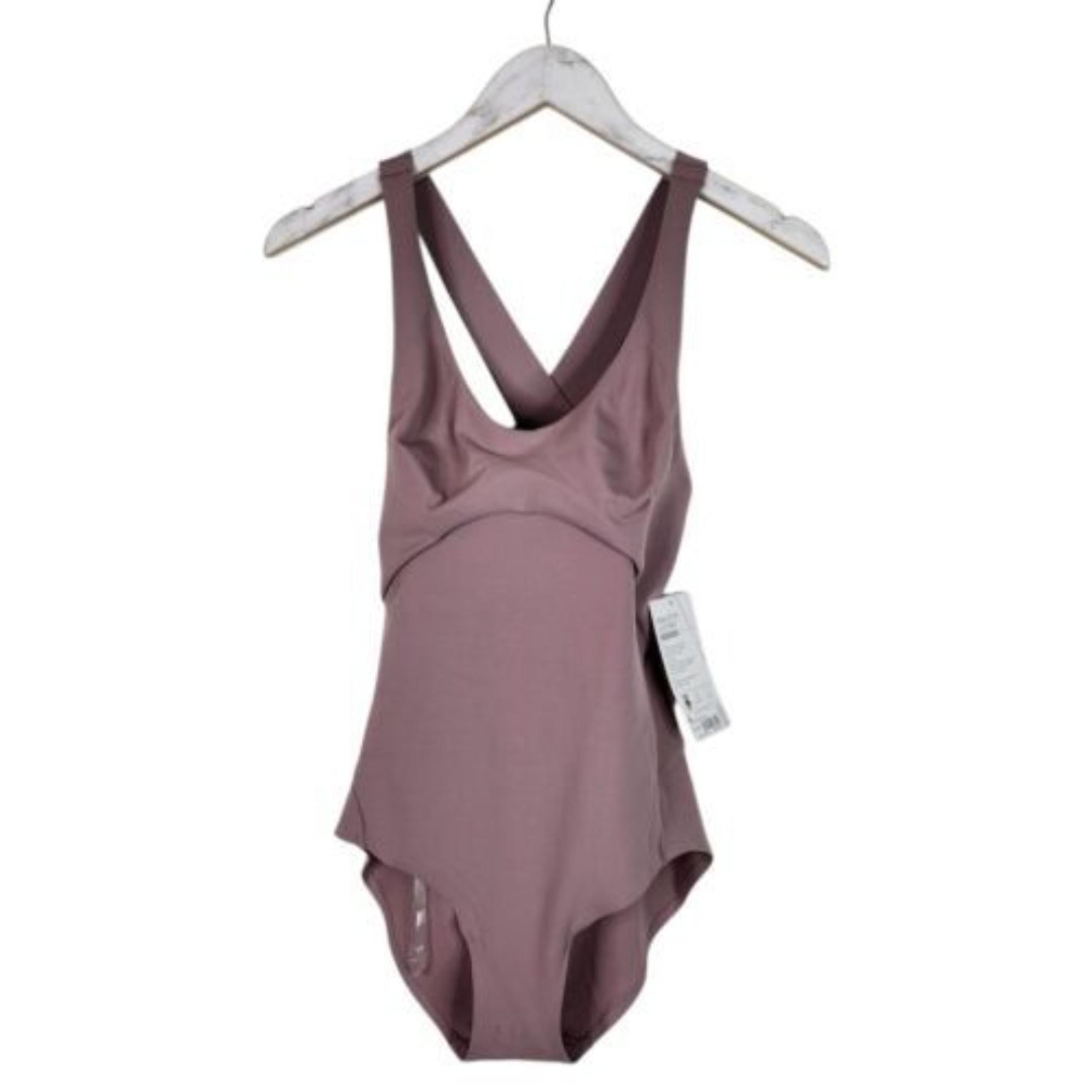 ATHLETA Bodysuit Womens Medium Flora Mauve Pirouette Leotard Dance Yoga NWT