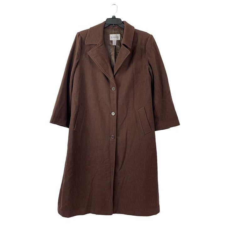 Roman's Women's Brown Extra Long Wool Coat