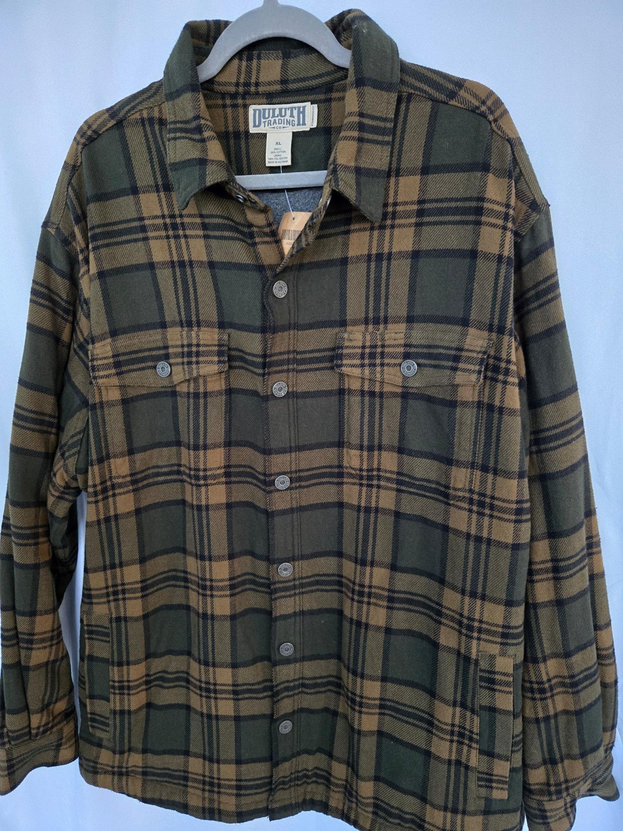 Duluth Trading Co Mens Flapjack Fleece-lined Flannel Shirt Jacket XL NWT