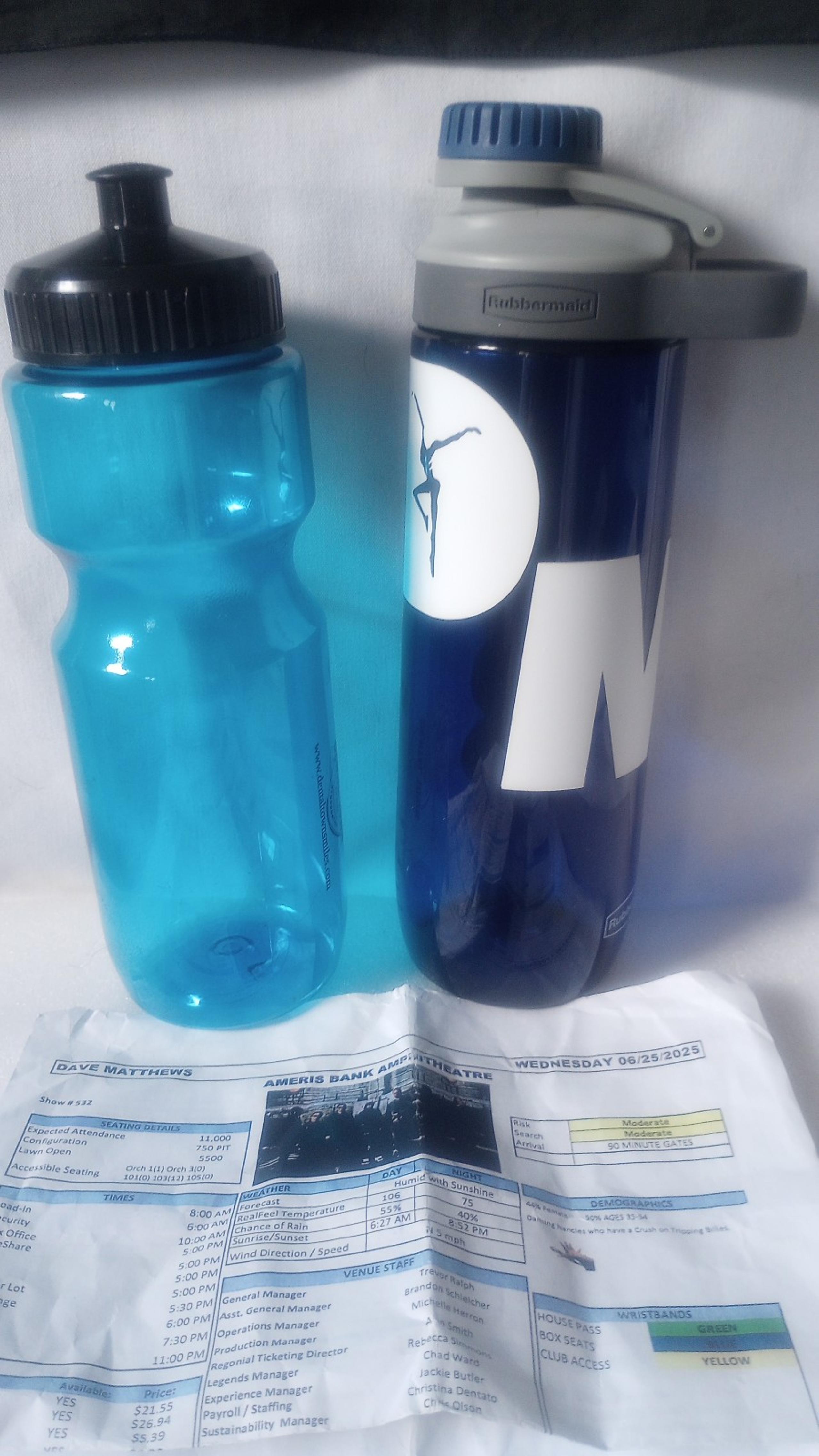 Dave Mathews water bottle and poster signed