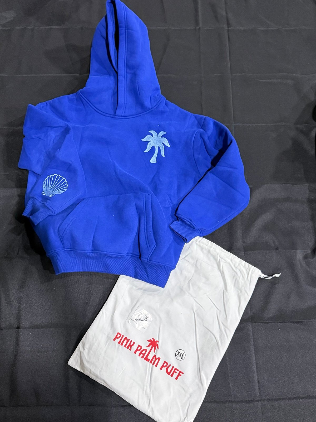 Pink Palm Puff Hoodie. Blue. XXS. Brand new with bag.