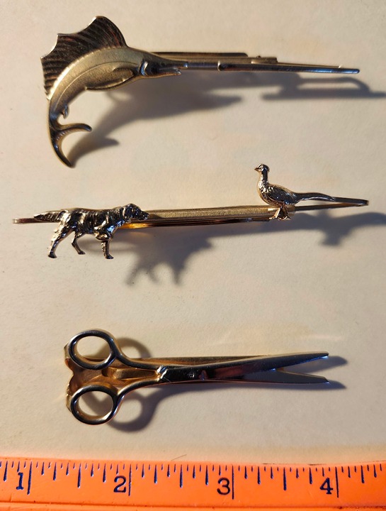 3 vintage tie clips / bars