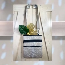 Crossbody Ivory Doe beige water neoprene messenger bag + white deer / fawn purse