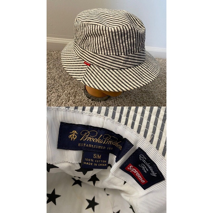 Supreme X Brooks Brothers Seersucker Bucket Hat 2014